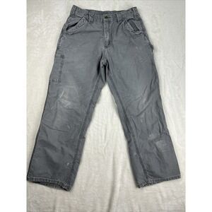 Carhartt Carpenter Pants 31 X 27** Dungaree Fit Canvas Gray Utility Workwear